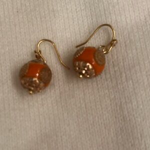 Elegant Orange and Gold Earrings